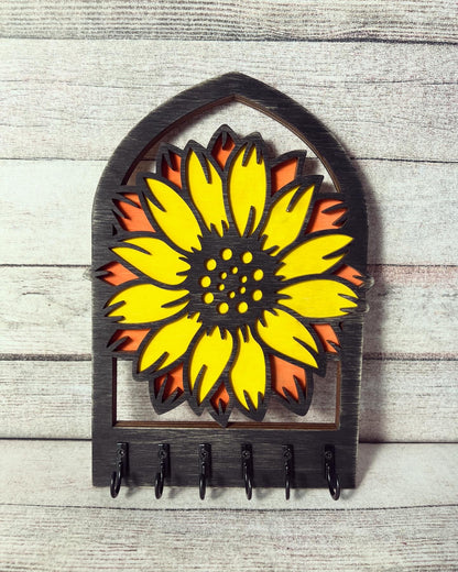 Sunflower Wooden Keychain Holder