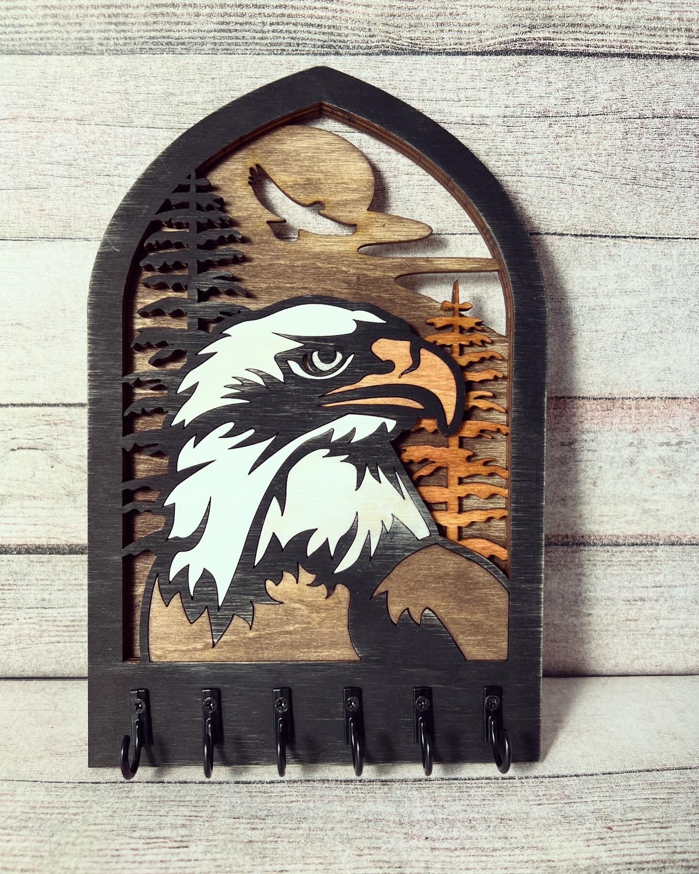 Bald Eagle Wooden Keychain Holder