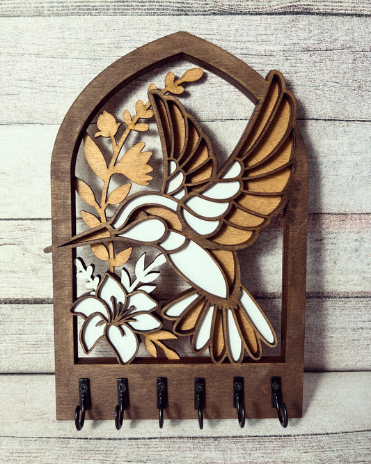 Hummingbird Wooden Keychain Holder