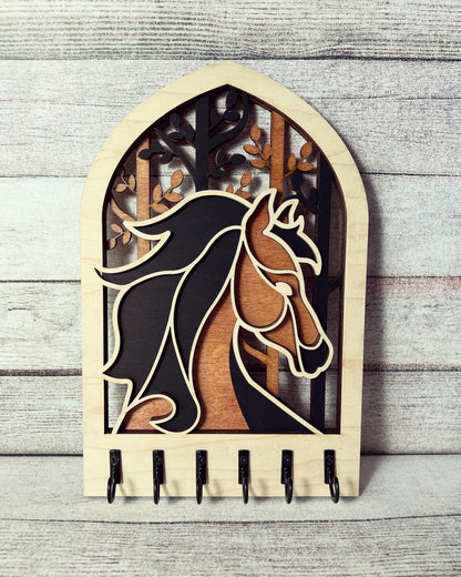 Horse Wooden Keychain Holder